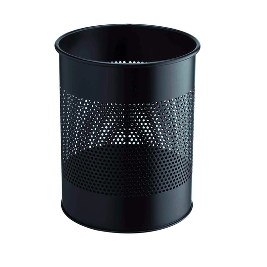 PAPÍRKOSÁR FÉM 15 L KEREK PERFORÁLT 165 MM (fEKETE)